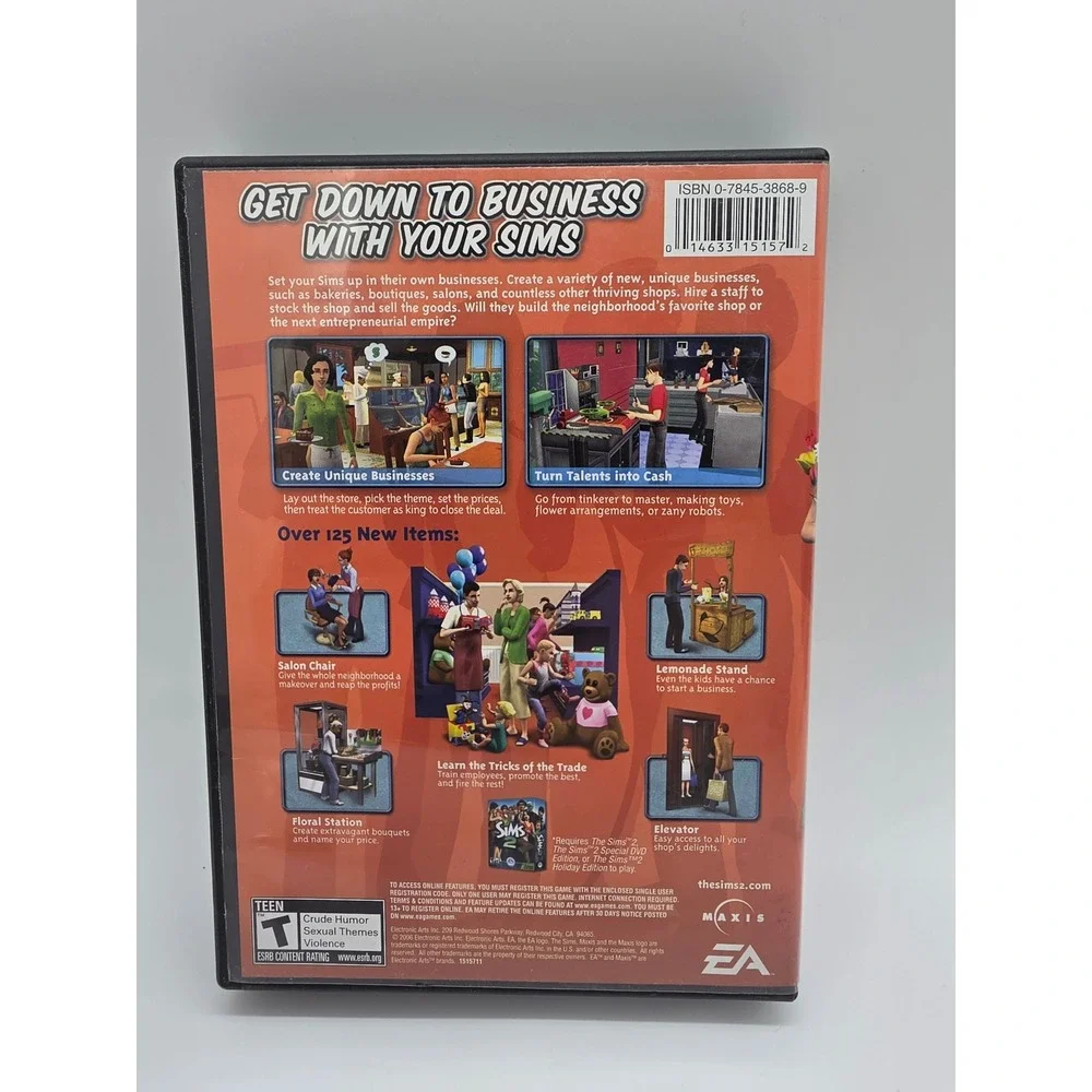 The Sims 2 Open for Business Expansion Pack PC CD-ROM EA Maxis 2006 Complete
